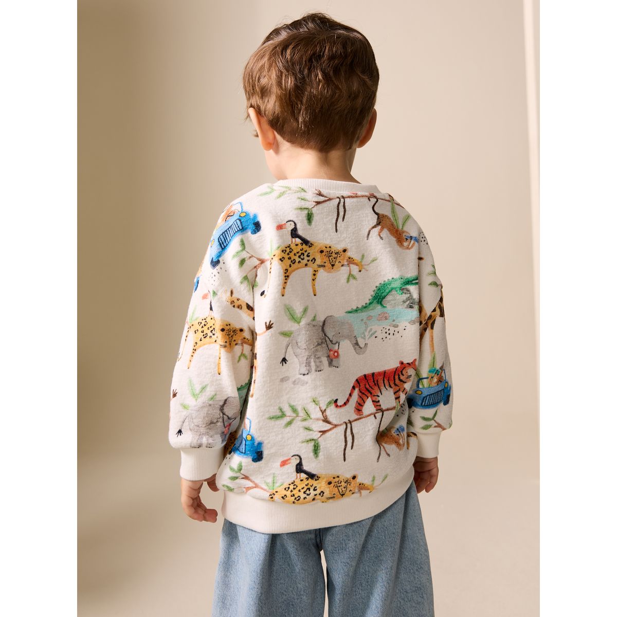 Sweat ras du cou imprimé sur l’ensemble animaux à l'aquarelle, NEXT