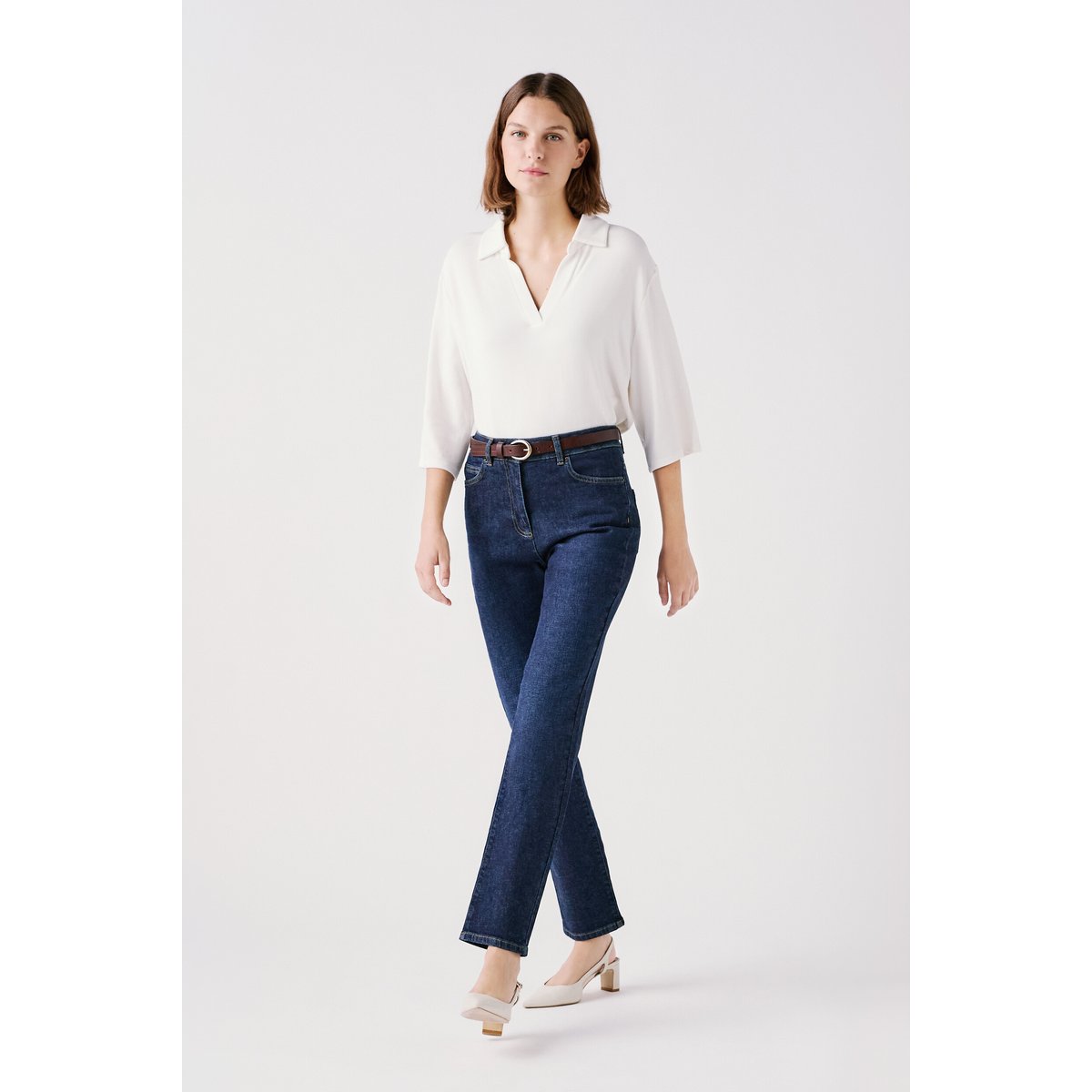 Pantalon droit quotidien POP denim double stone, CAROLL