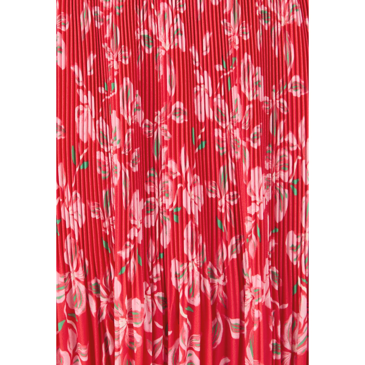 Jupe en voile, plissé irrégulier rouge fleuri, DAMART