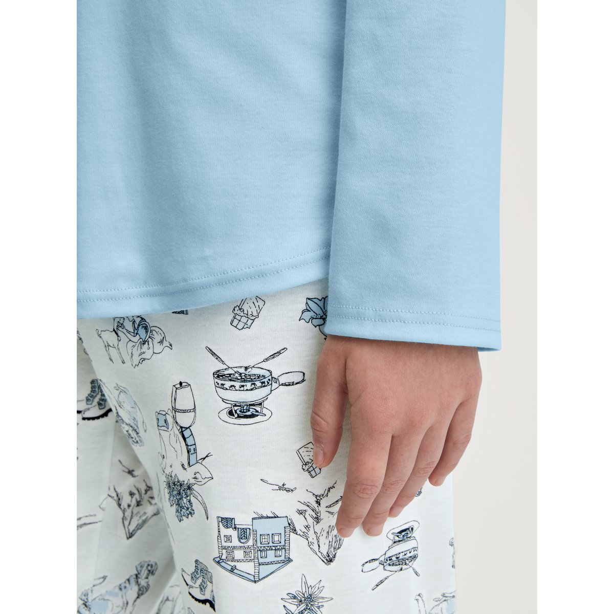 Pyjama manches longues Coton SWISS RESORT bleu cascade, CALIDA