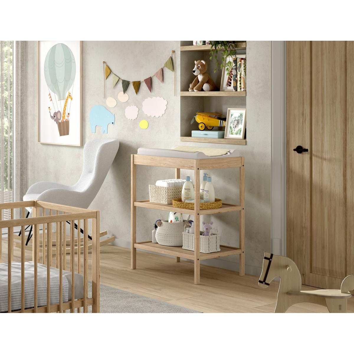 Table À Langer Dino Naturel Nature marron, VIPACK
