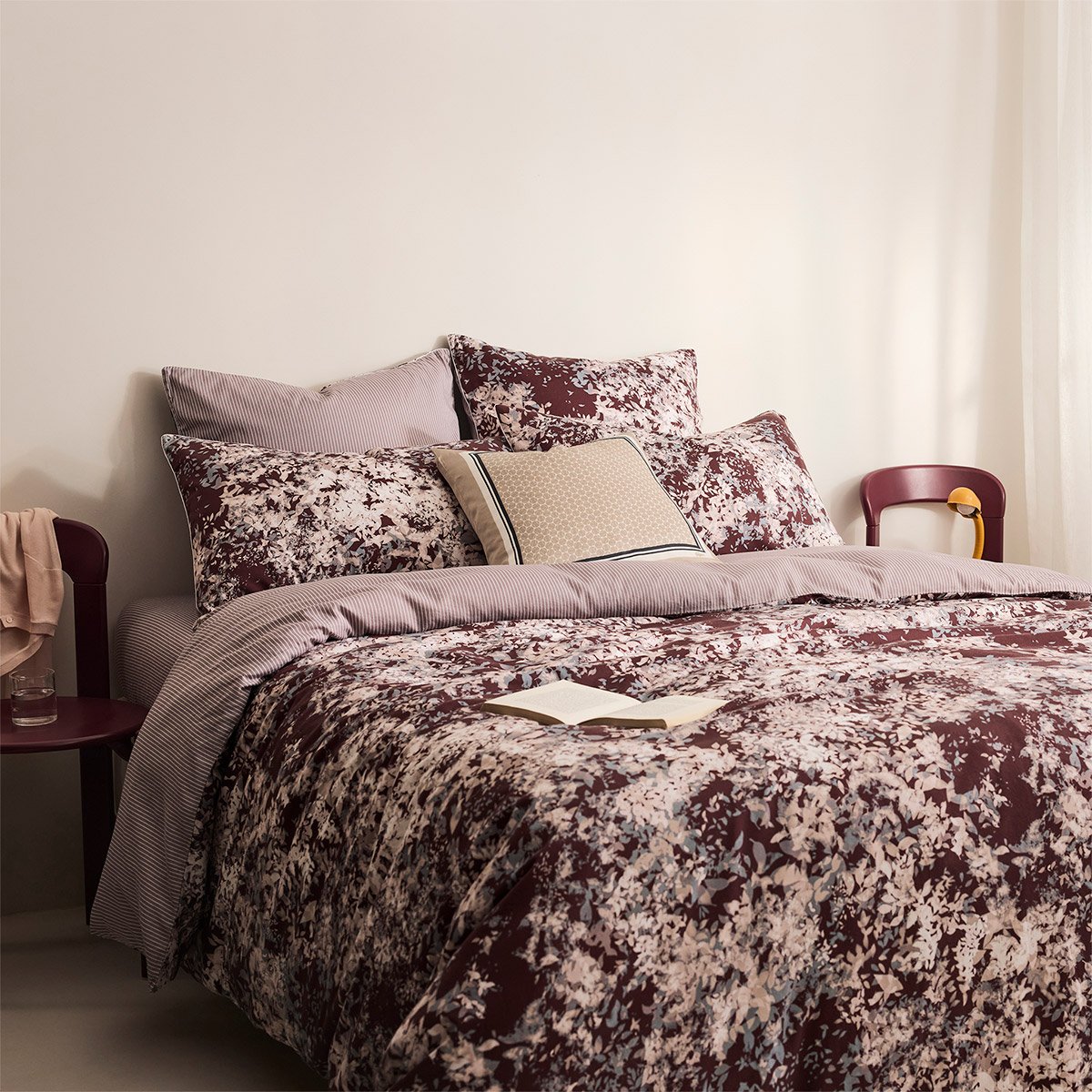 Housse de couette en satin de coton lavé, L OMBRE multicolore, LACOSTE HOME