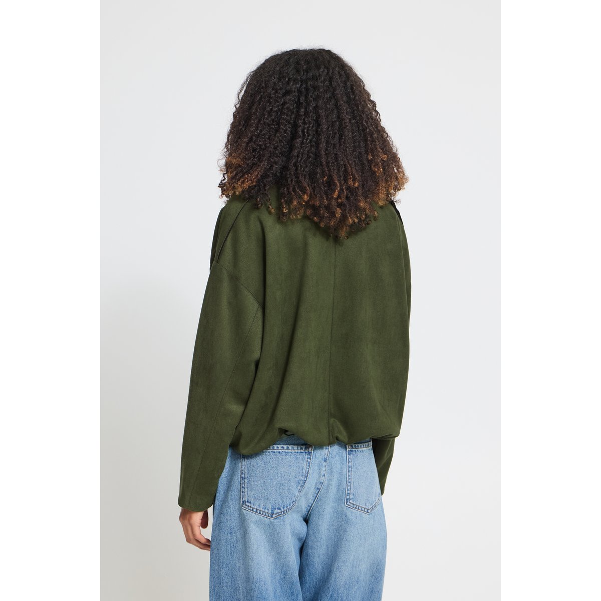 Veste manches longues, col chemise vert rifle green, ICHI