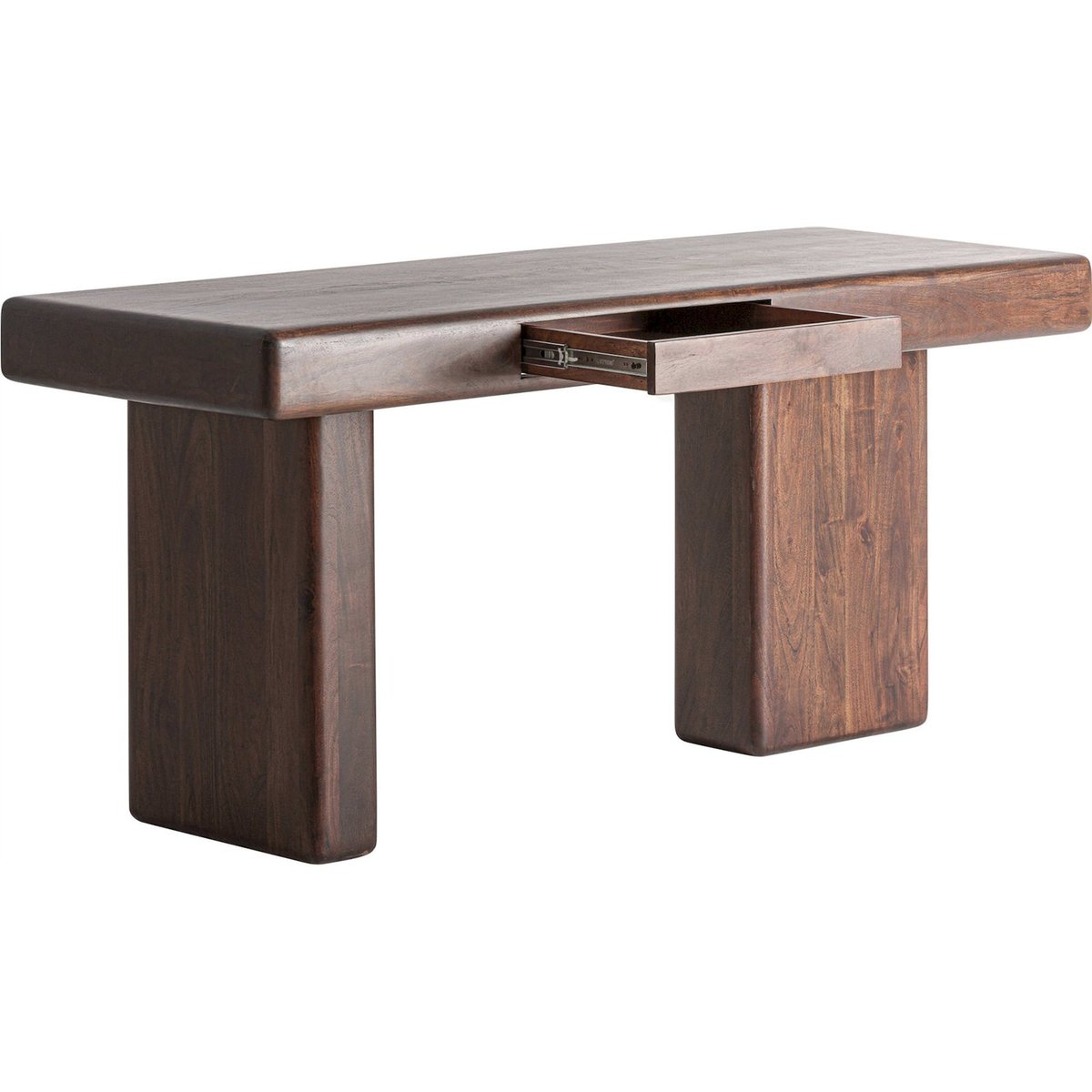 Bureau contemporain en acacia massif marron foncé, RECOLLECTION