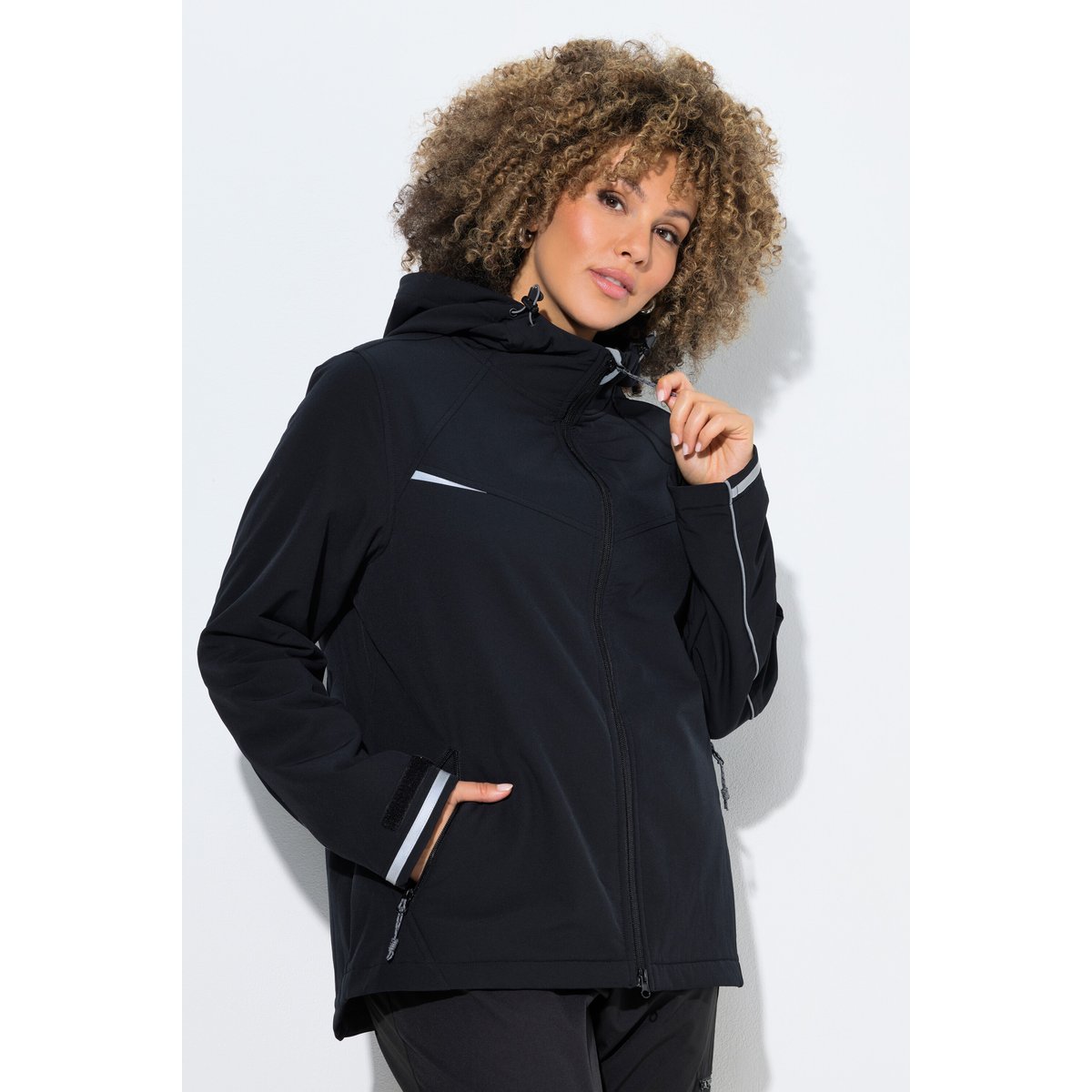Veste technique Softshell à capuche noir, ULLA POPKEN