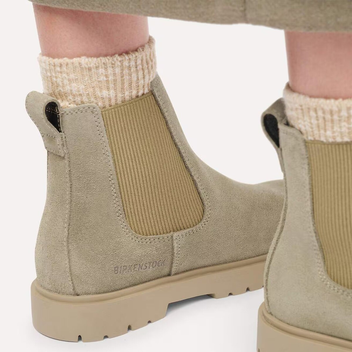 Bottines chelsea en cuir Highwood Slip-On Mid beige, BIRKENSTOCK