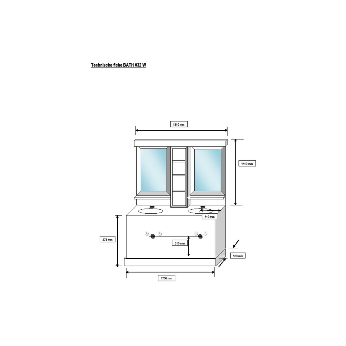 Meuble de salle de bain double vasque + 1 colonne G (ensemble) - VERONE bois clair, HELLIN, DEPUIS 1862