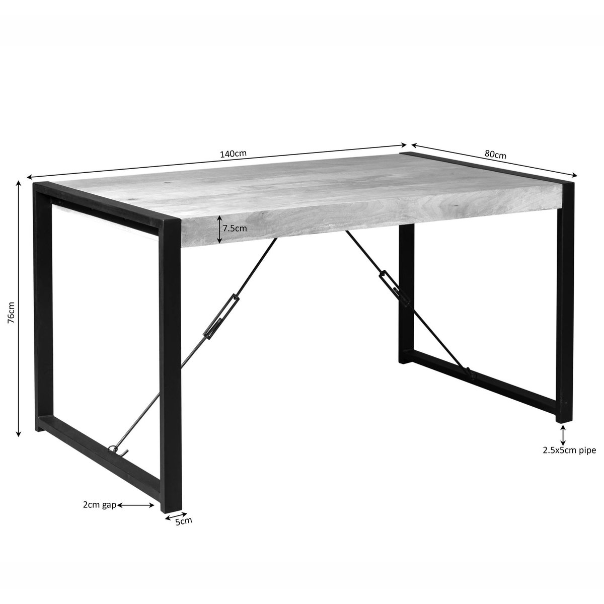 Table à manger 4/6 places bois et métal MILORA naturel, PIER IMPORT