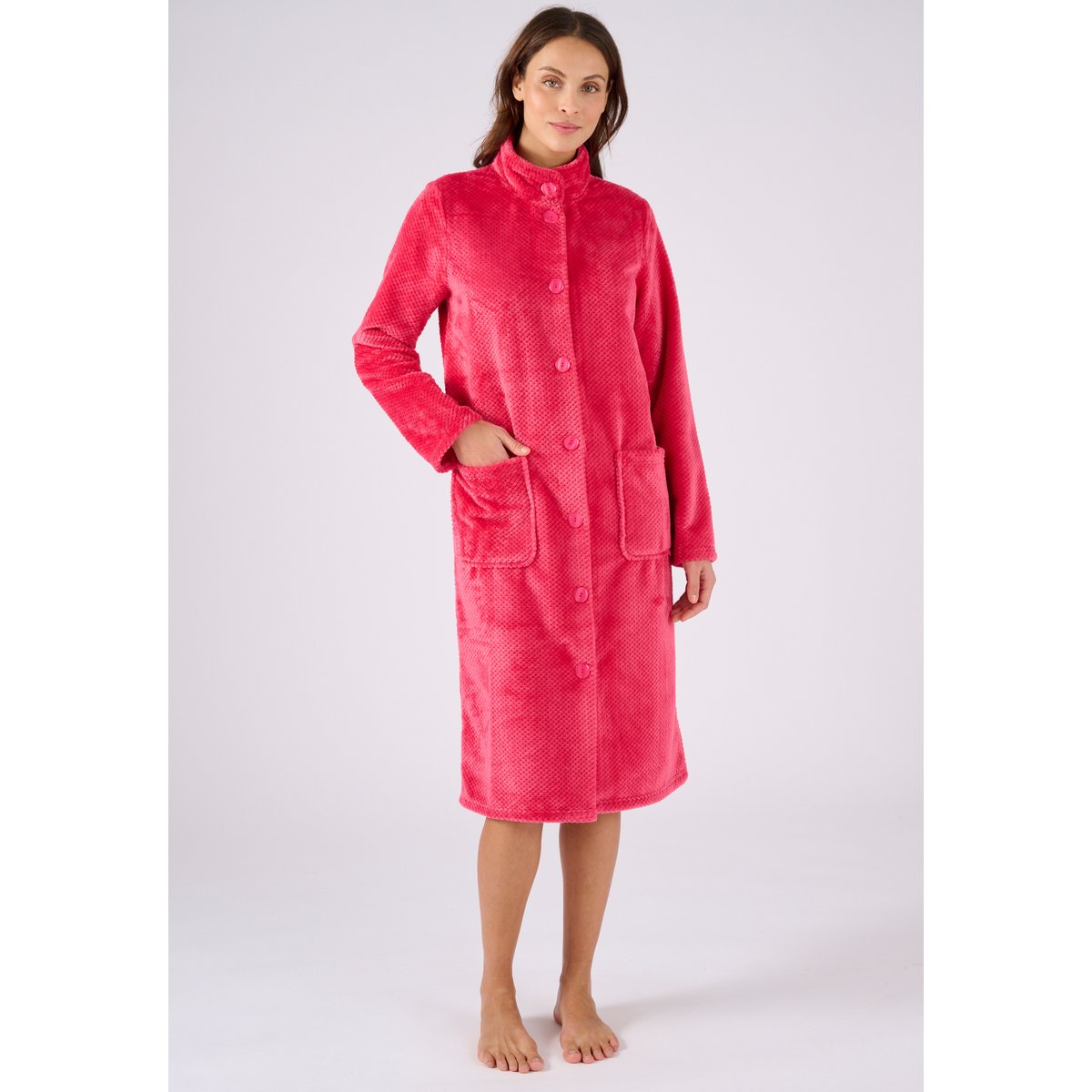 Robe de chambre Thermolactyl maille fantaisie rose framboise, DAMART