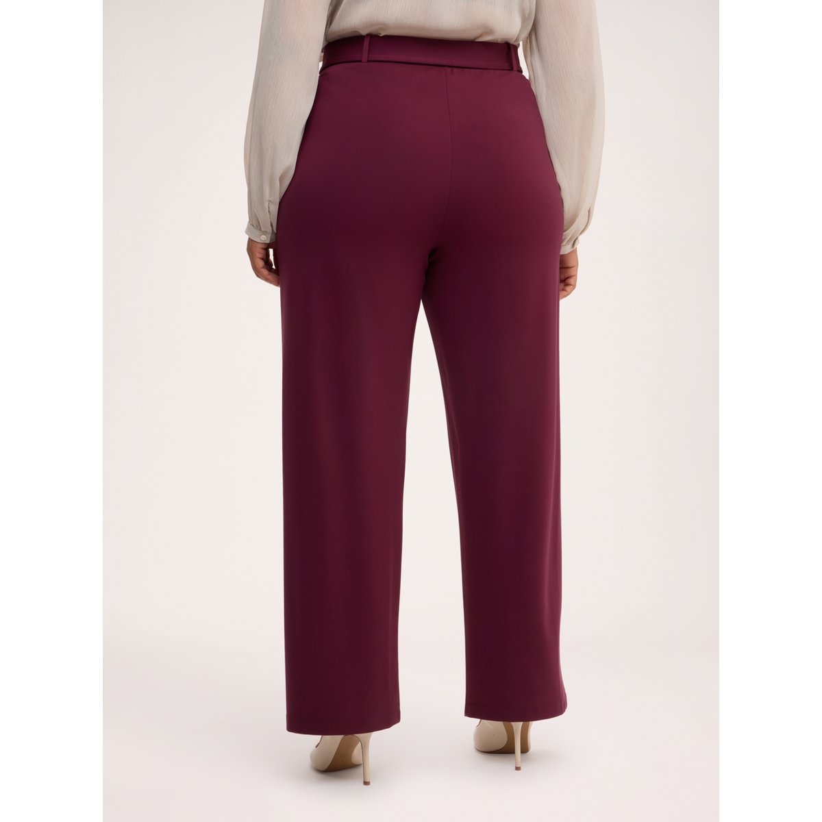 Pantalon Wide Leg avec ceinture à anneau burgundy, FIORELLA RUBINO