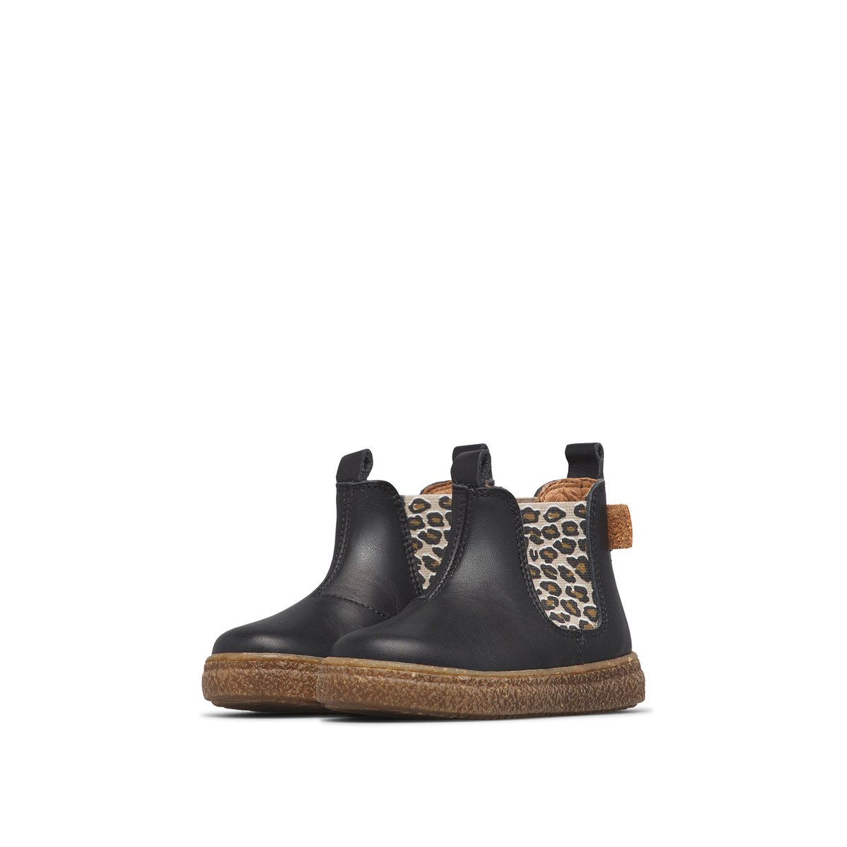 Chaussures premiers pas en cuir FIGUS noir-marron, NATURINO
