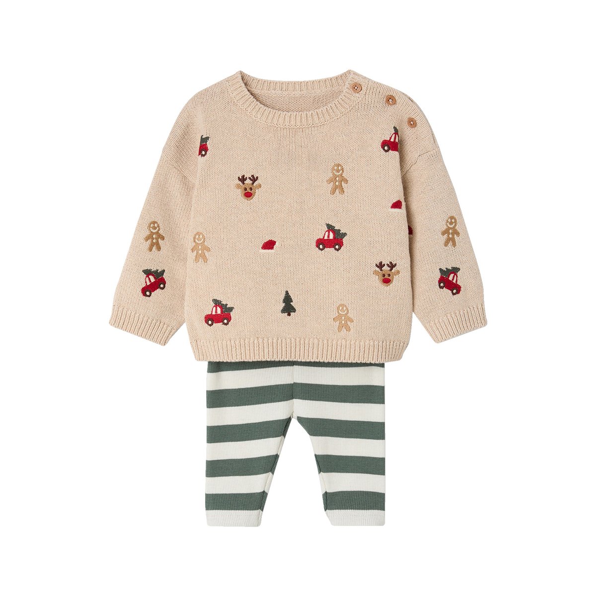 Ensemble pull et pantalon beige chiné, VERTBAUDET