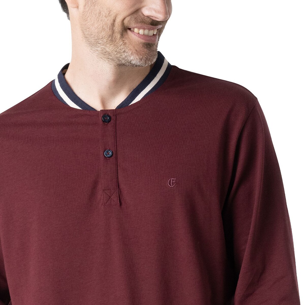 Pyjama long homme Casual Eminence bleu marine/bordeaux, EMINENCE