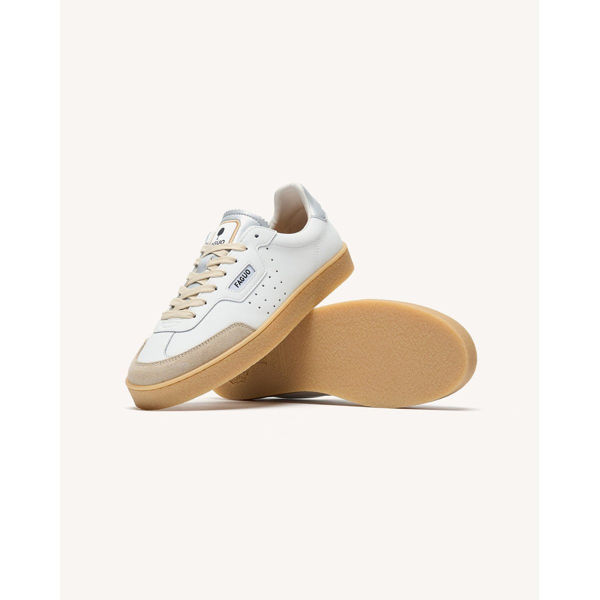 Baskets basses cuir suede LUMBO blanc, FAGUO