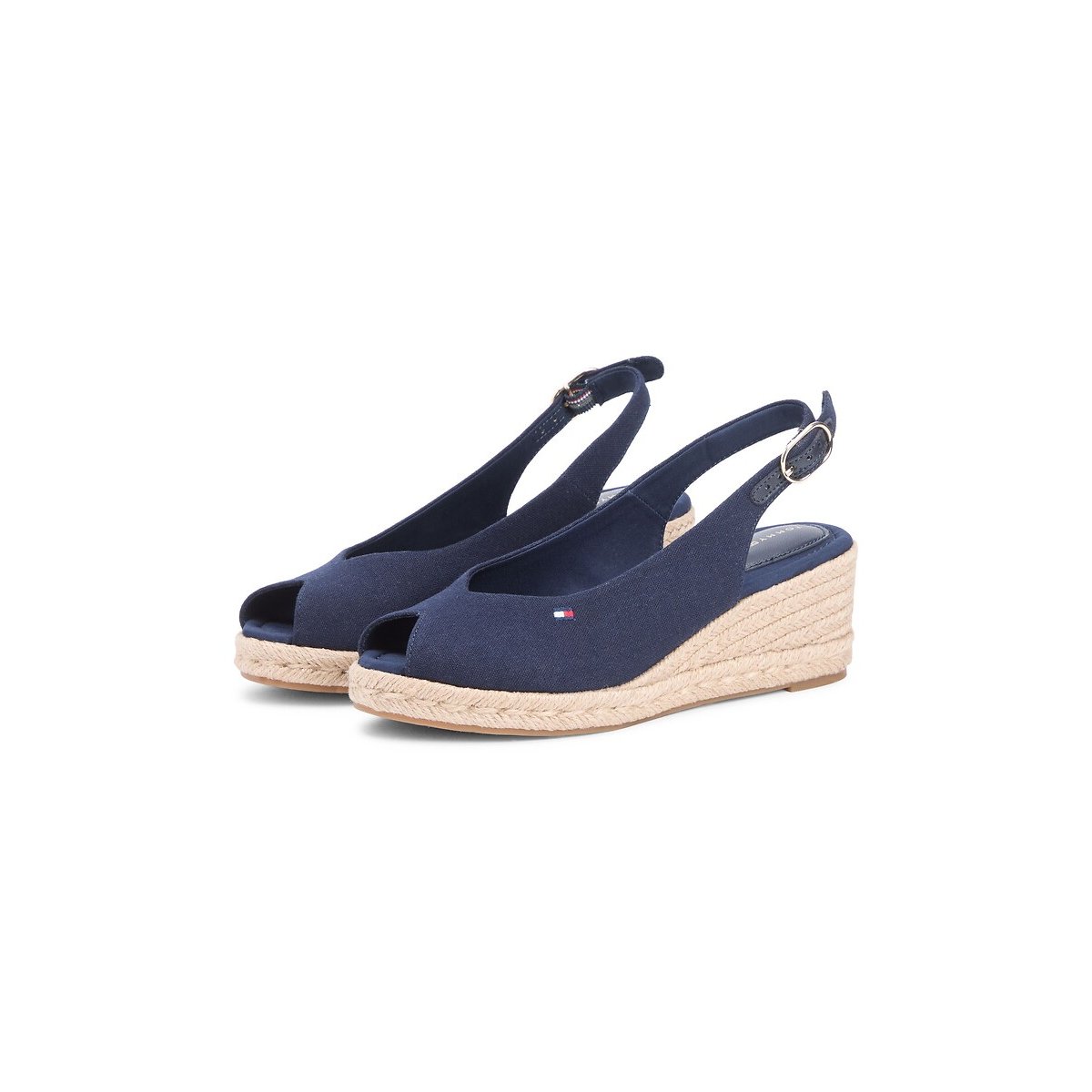 Slingback sandalen met sleehak marineblauw, TOMMY HILFIGER