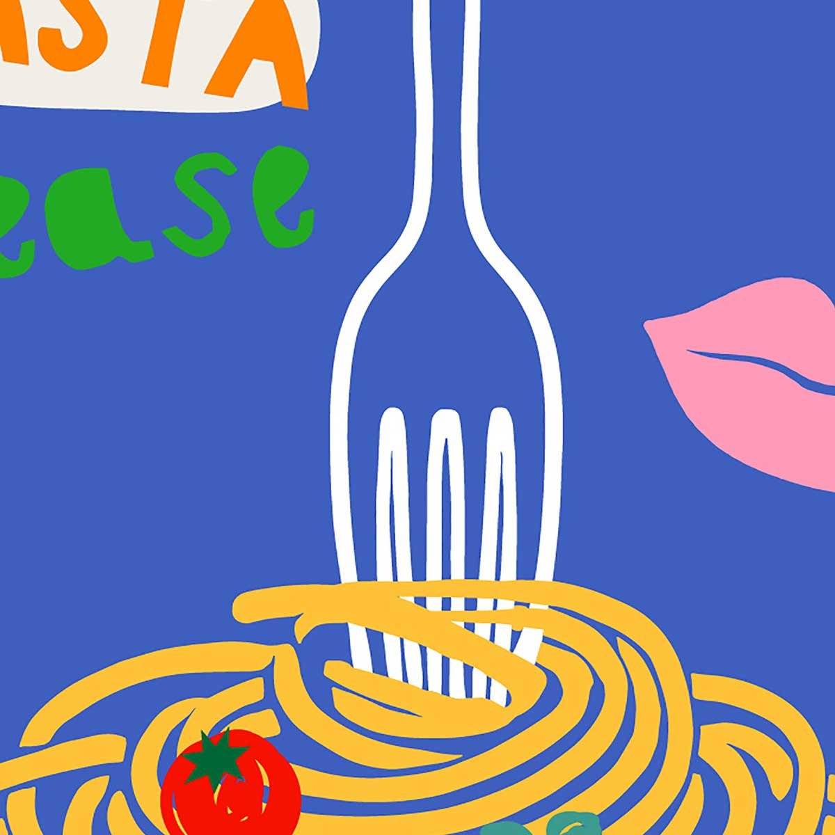 Affiche encadrée pasta art graphique affiche + cadre en métal - noir, HEXOA