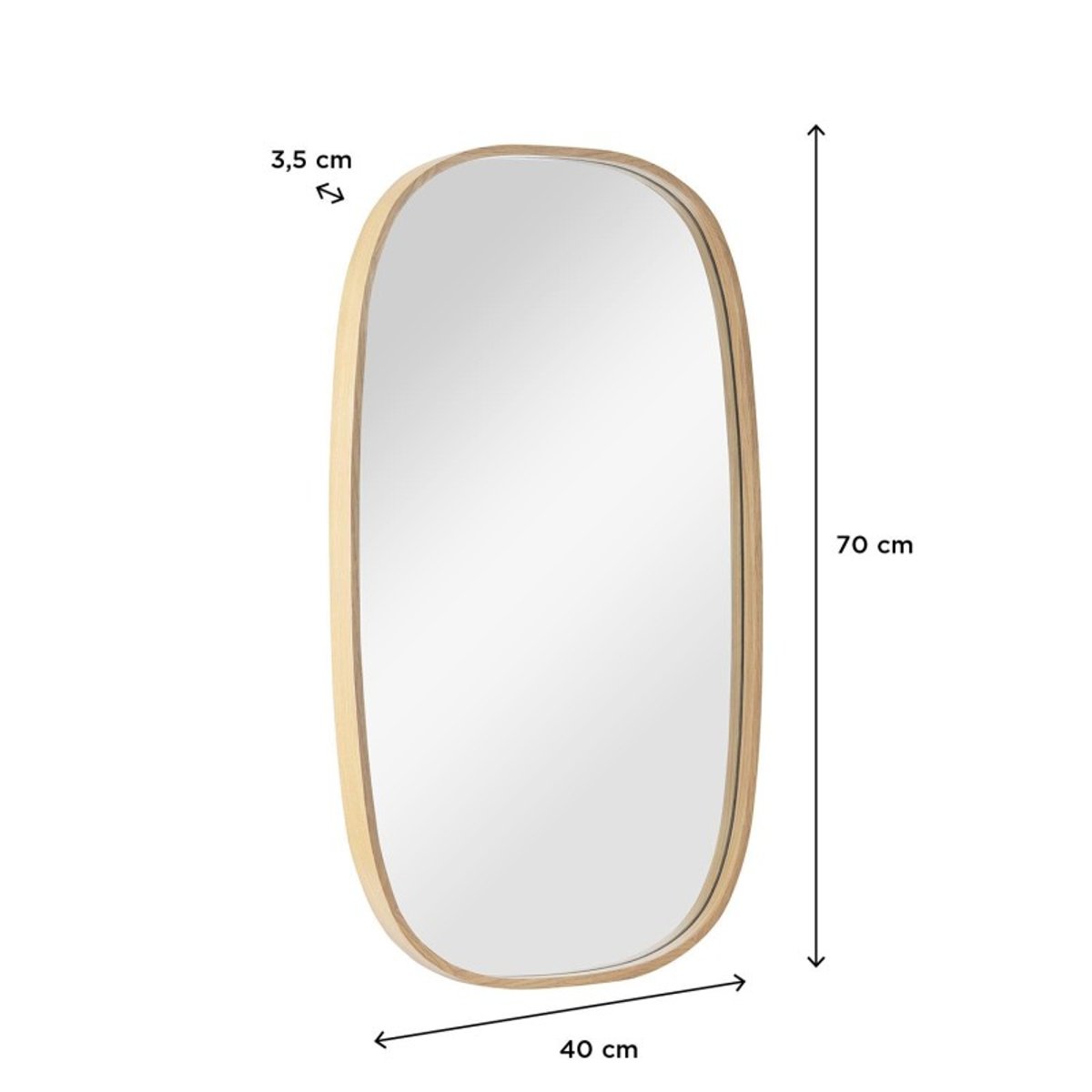 Miroir ovale chêne 40x70cm MELOE chêne, MOB IN
