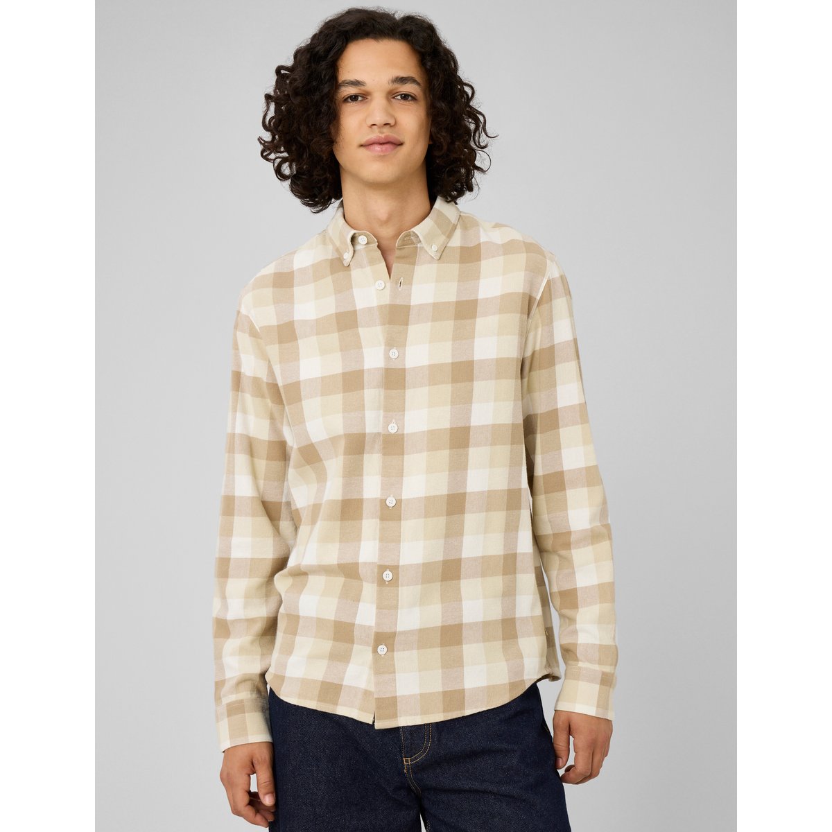 Chemise à carreaux blanc cassé, BZB