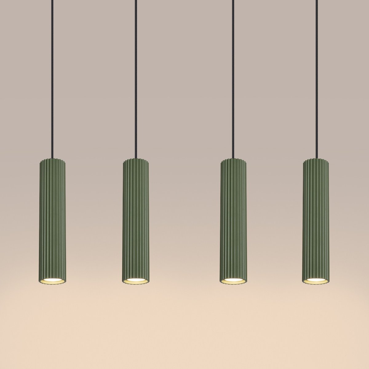 Suspension Aluminium Vert Olive GU10 4 Karbon vert olive, EDEN