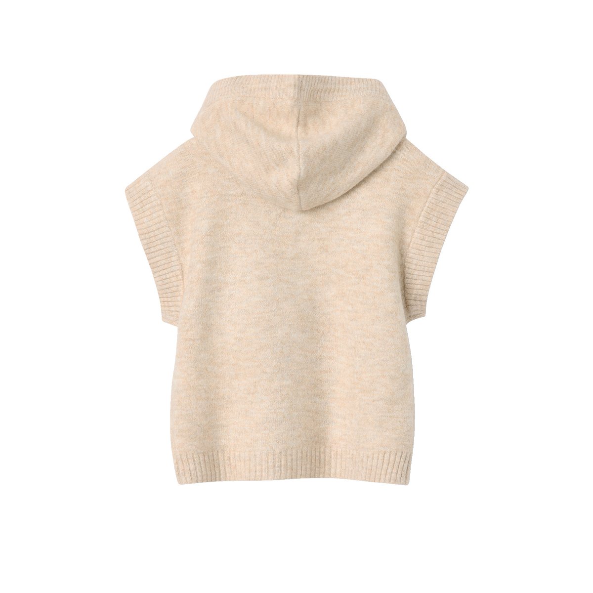 Gilet sans manches à capuche zippé beige, JONEN