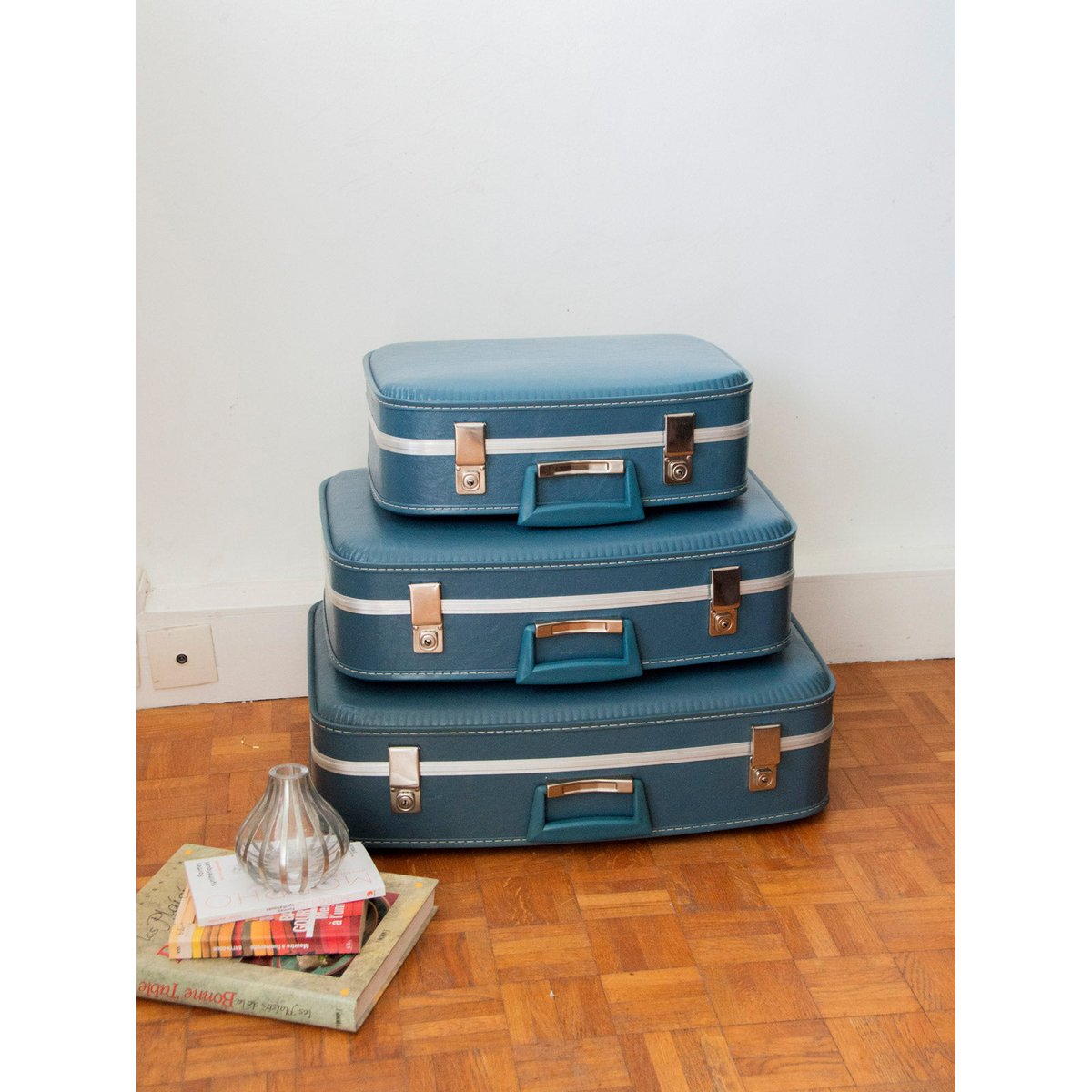 Lot de 3 valises vintage Lucienne N°261 - Bon état bleu, DEBONGOUT