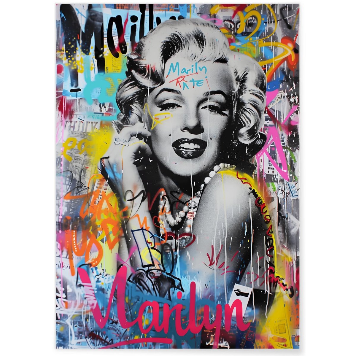 Affiche Marilyn Pop Art Urbain blanc, L'AFFICHERIE
