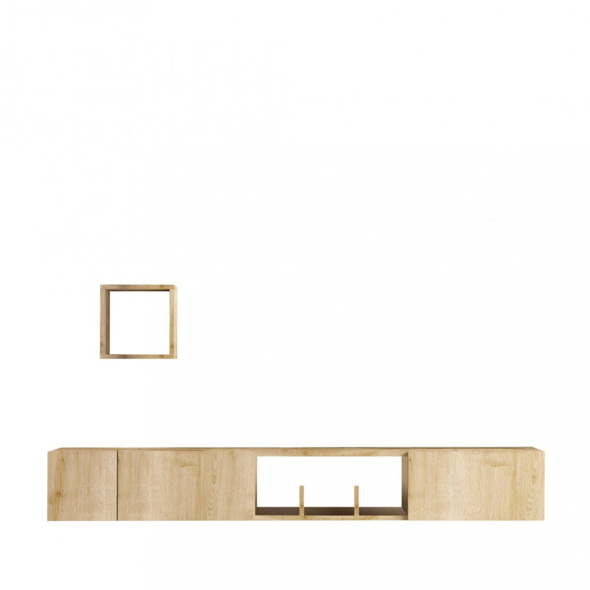 Meuble TV suspendu 3 portes en bois L180cm- HEAVY bois clair, DRAWER