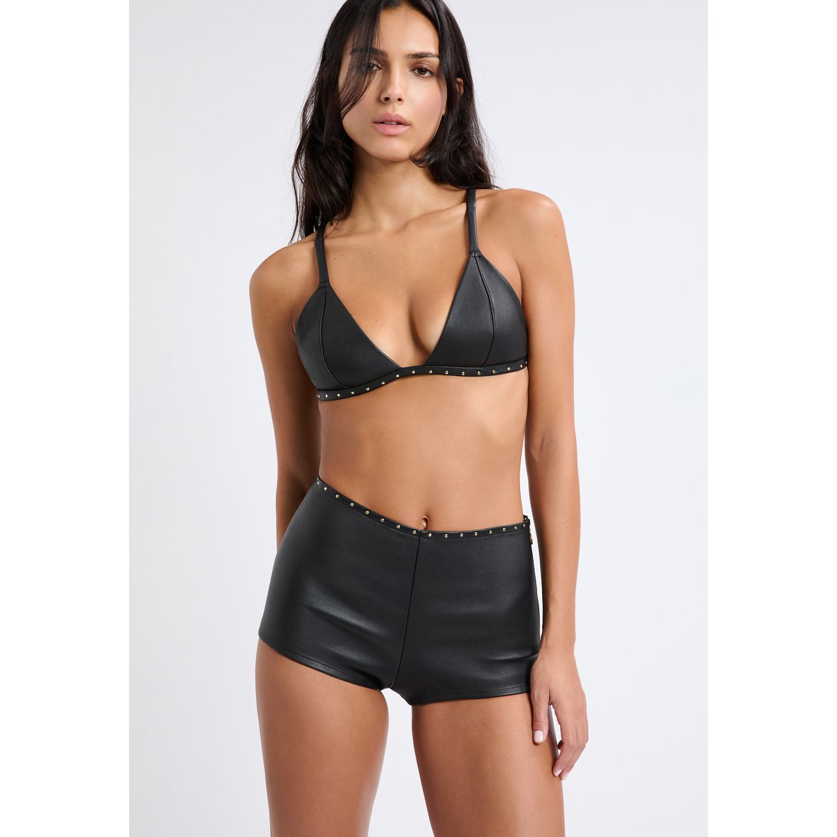 Sorty boyleg en cuir NOTHING TO HID noir, ETAM