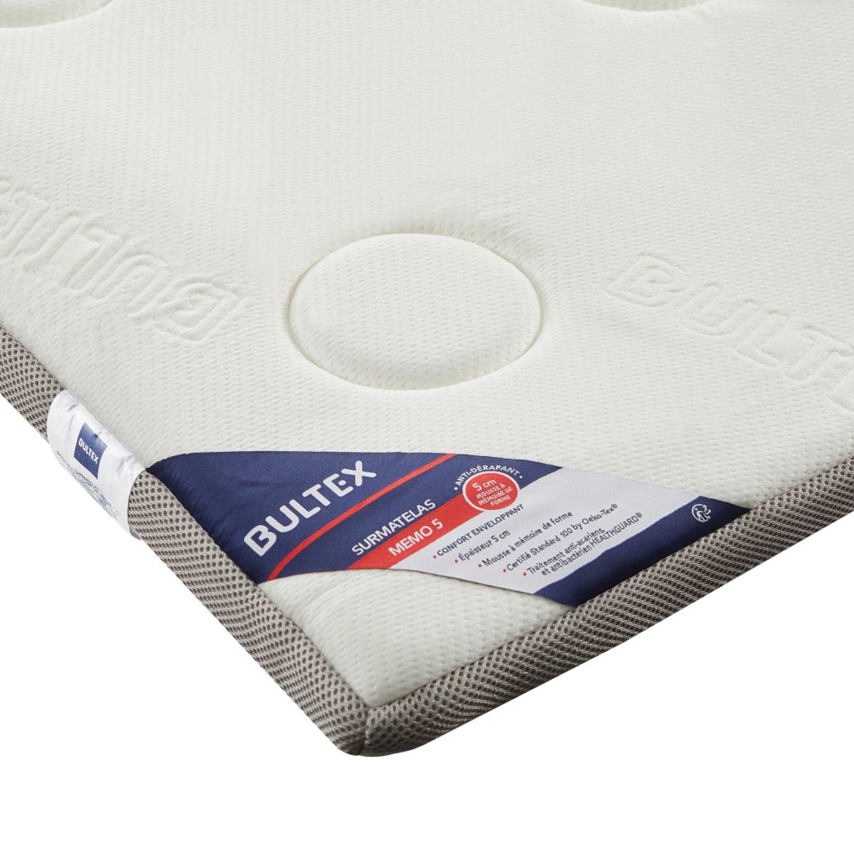 Surmatelas à mémoire de forme 5 cm, accueil enveloppant- MEMO 5 couleur unique, BULTEX