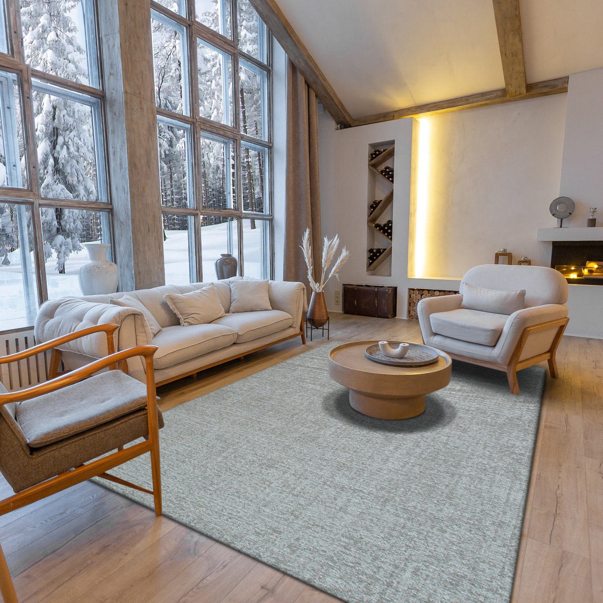 Tapis salon en laine LAINEE crème, THE DECO FACTORY