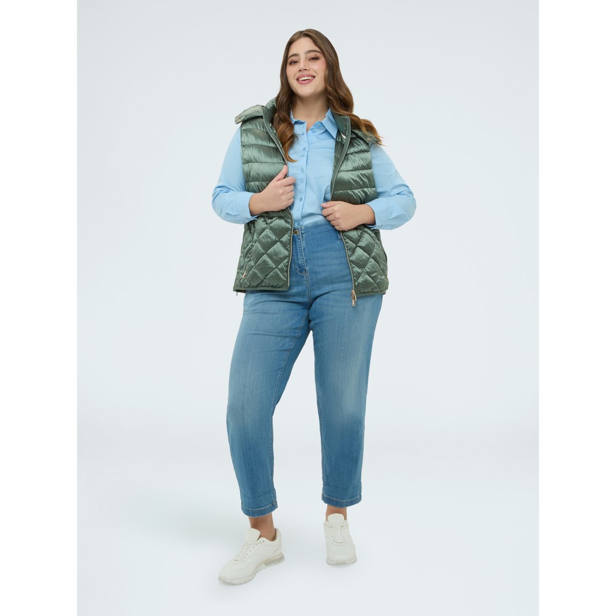Veste matelassée sans manches à capuche verde militare, FIORELLA RUBINO