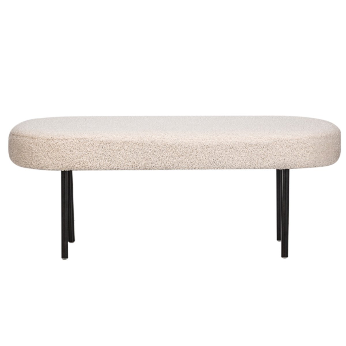 Banc, métal et bouclette, OSLO blanc cassé, NORDLYS