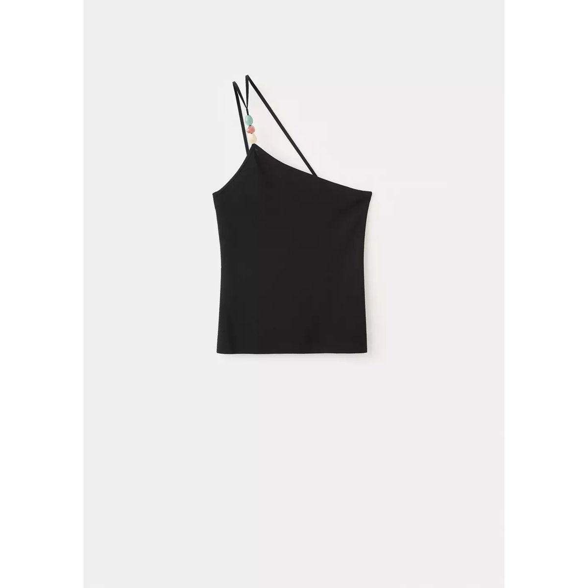 Top maille asymétrique noir, MANGO