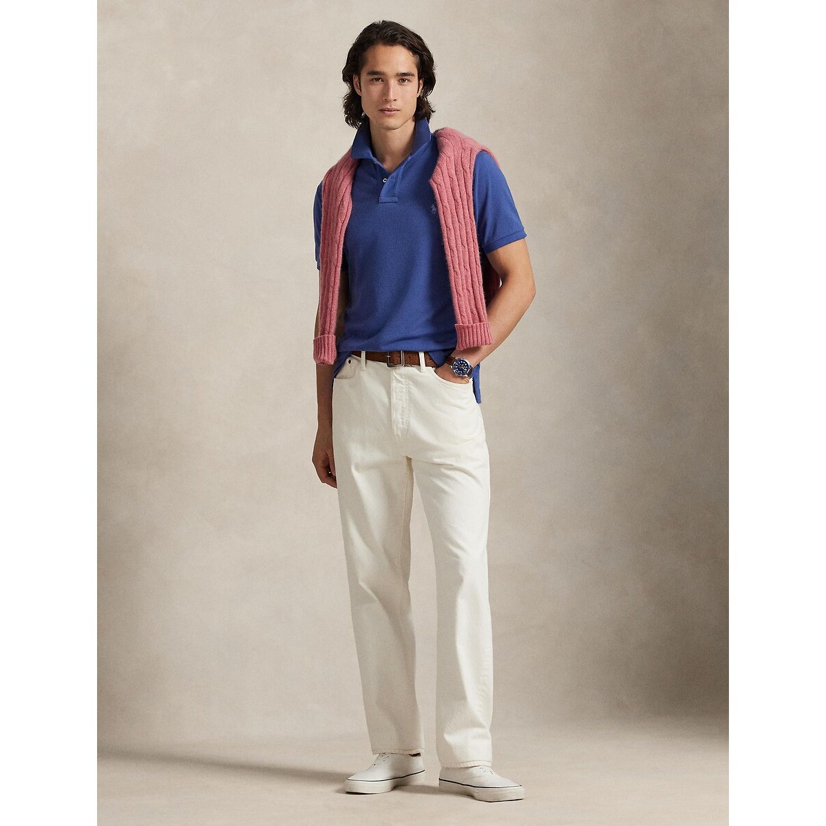 Polo in piqué custom slim fit blu royal, POLO RALPH LAUREN
