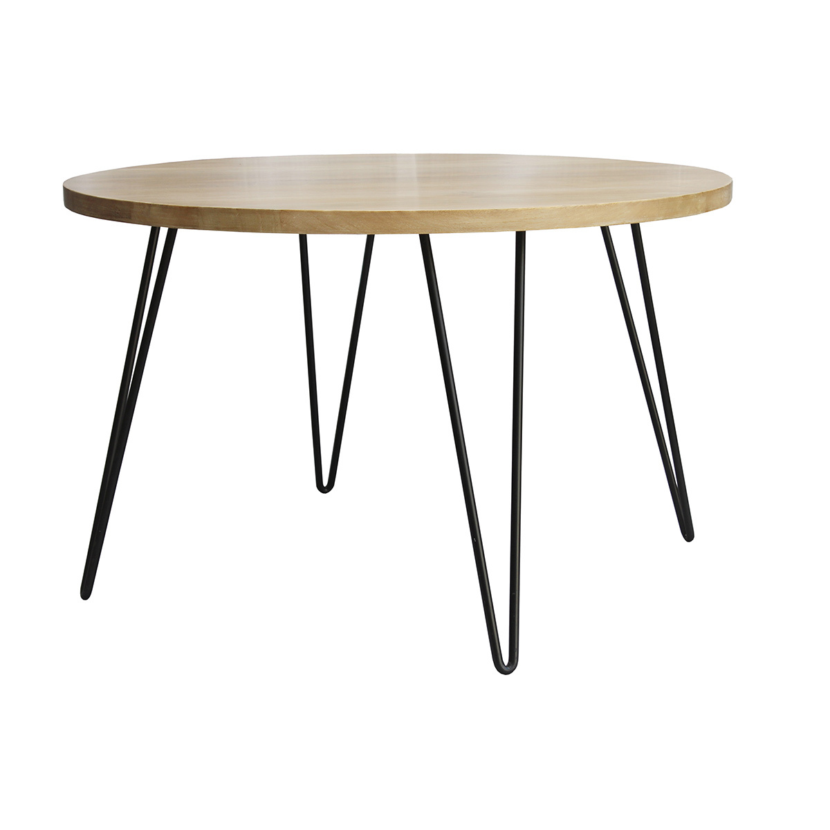 Table à manger ronde en bois manguier massif D116 cm VIBES naturel, MILIBOO
