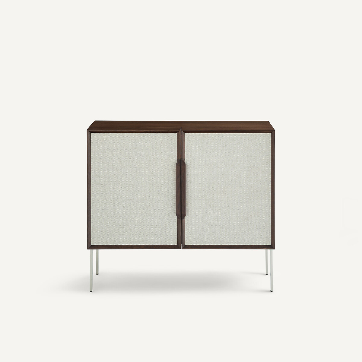 Omid Walnut Veneer and Textured Fabric Low Cabinet/Hideaway Desk string beige/walnut, AM.PM