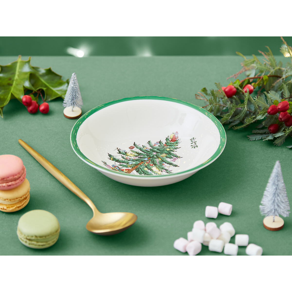 Set of 4 Christmas Tree Cereal Bowls white, SPODE