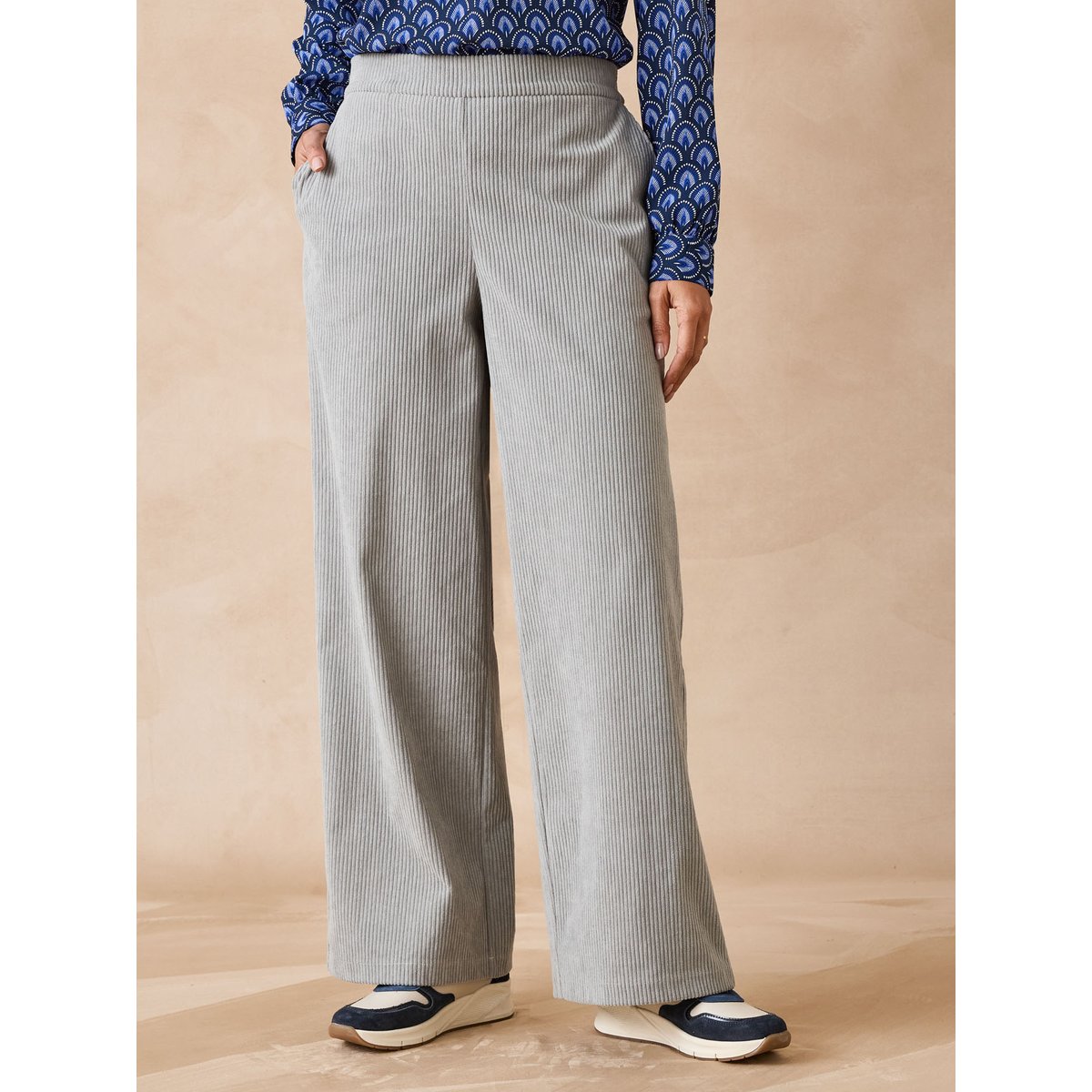 Pantalon velours côtelé bas évasé gris, DAXON