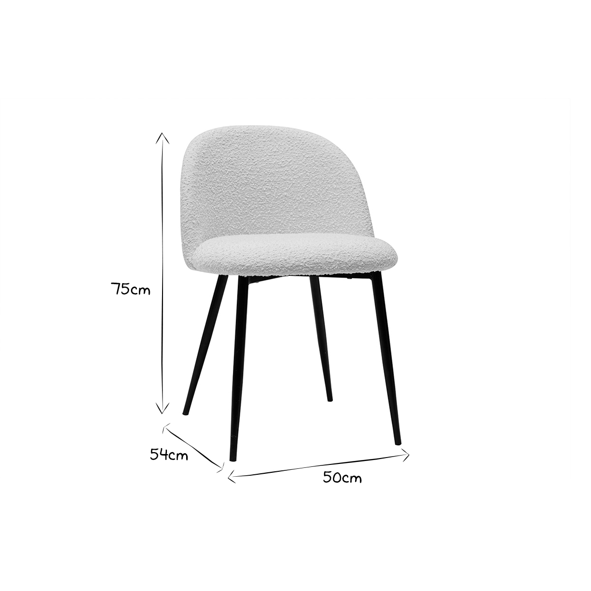 Chaises design pieds en métal noir (lot de 2) CELESTE blanc, MILIBOO