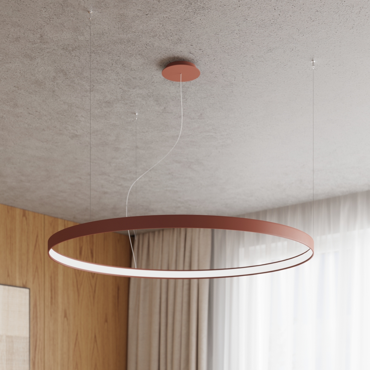 Lustre Aluminium Ocre Rouge LED 1 Rio ocre rouge, EDEN