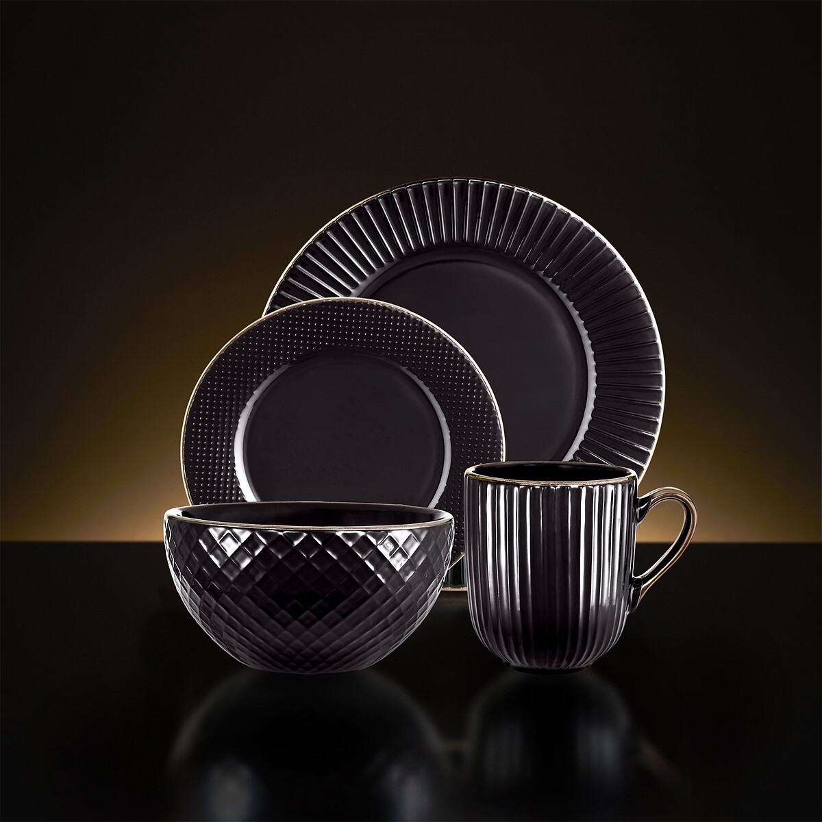 16-Piece Empire Dinner Set black, TOWER