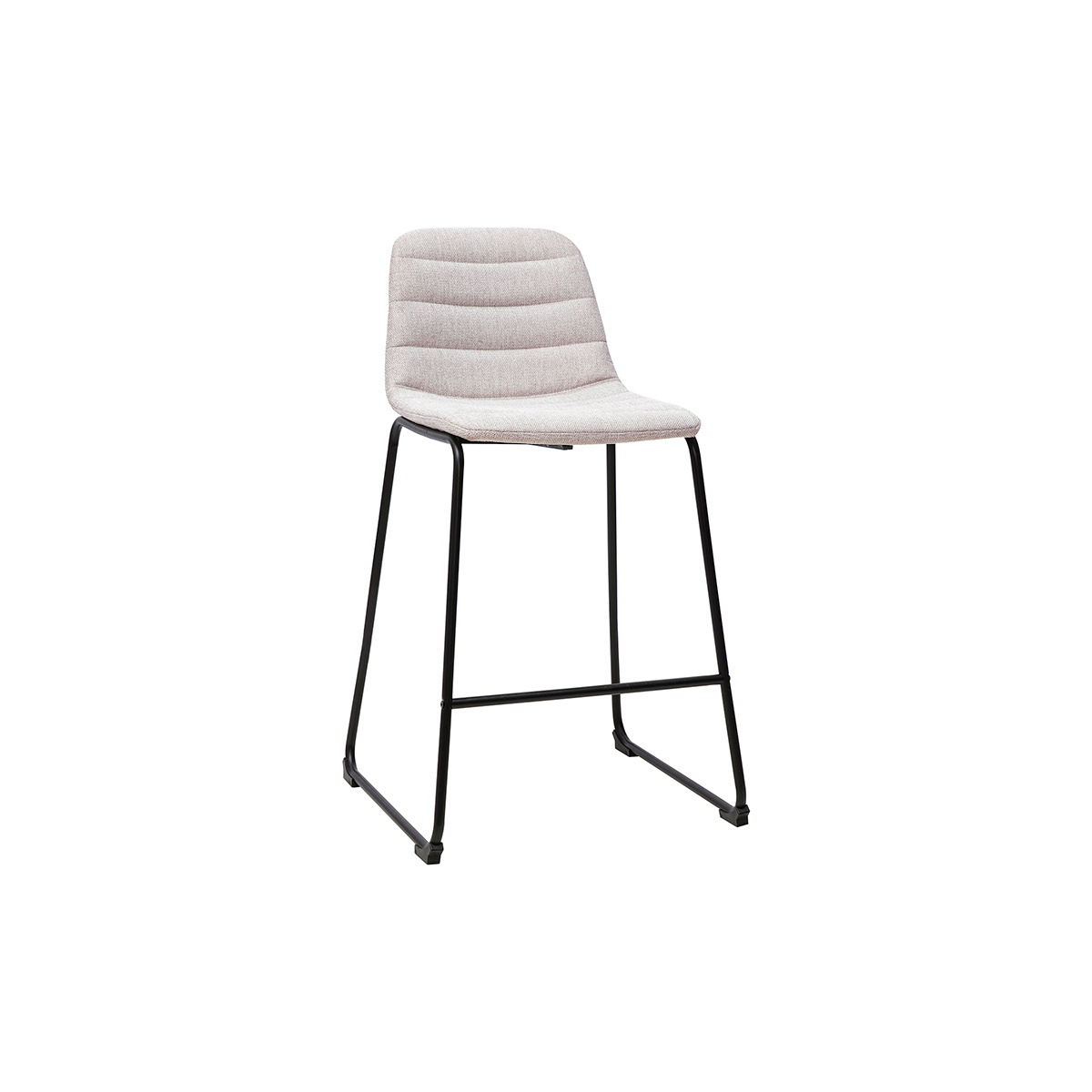 Tabourets de bar en tissu effet velours texturé beige et métal H64 cm (lot de 2) SAURY beige, MILIBOO