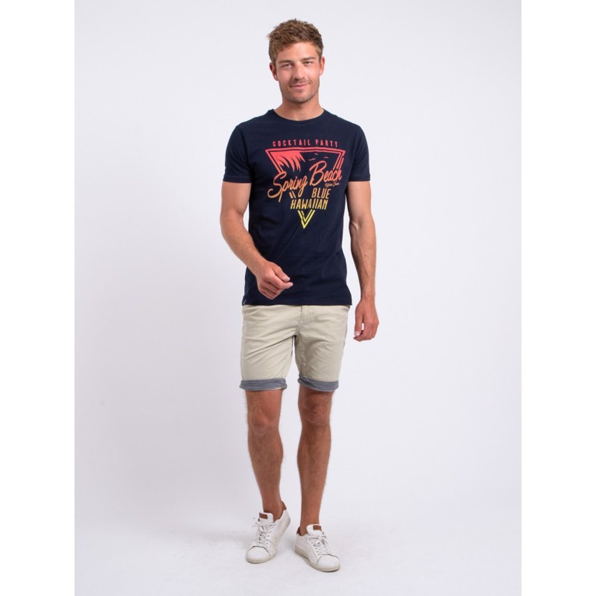 T-shirt Manches Courtes Col Rond Pur Coton Noclark bleu marine, RITCHIE