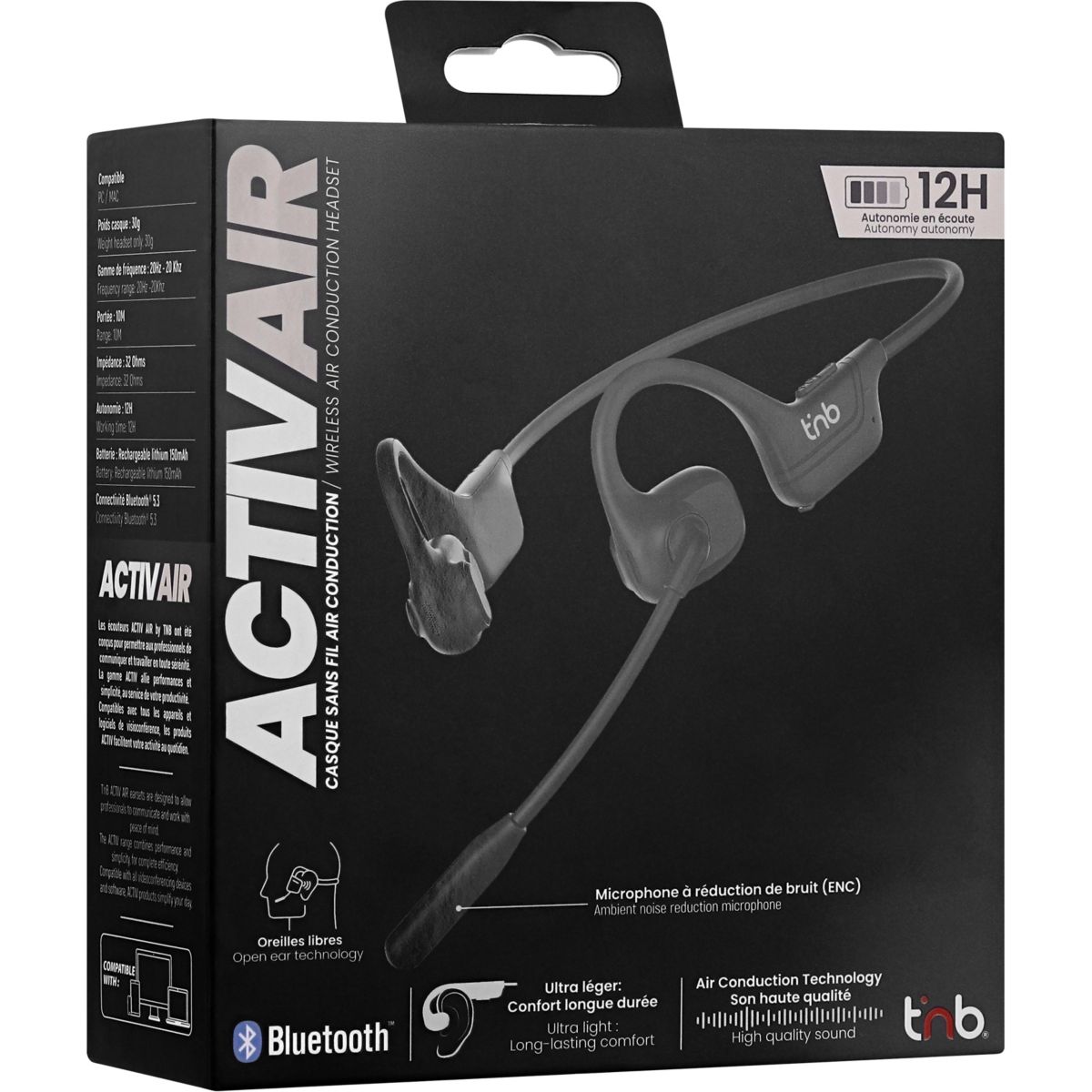 Micro-casque ACTIVAIR Air Conduction couleur unique, TNB