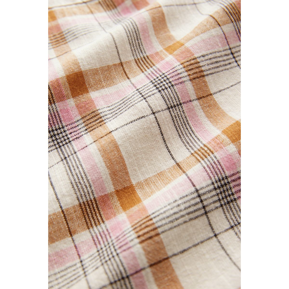 Chemise à manches longues avec du lin carreaux jaune/rose, NEXT