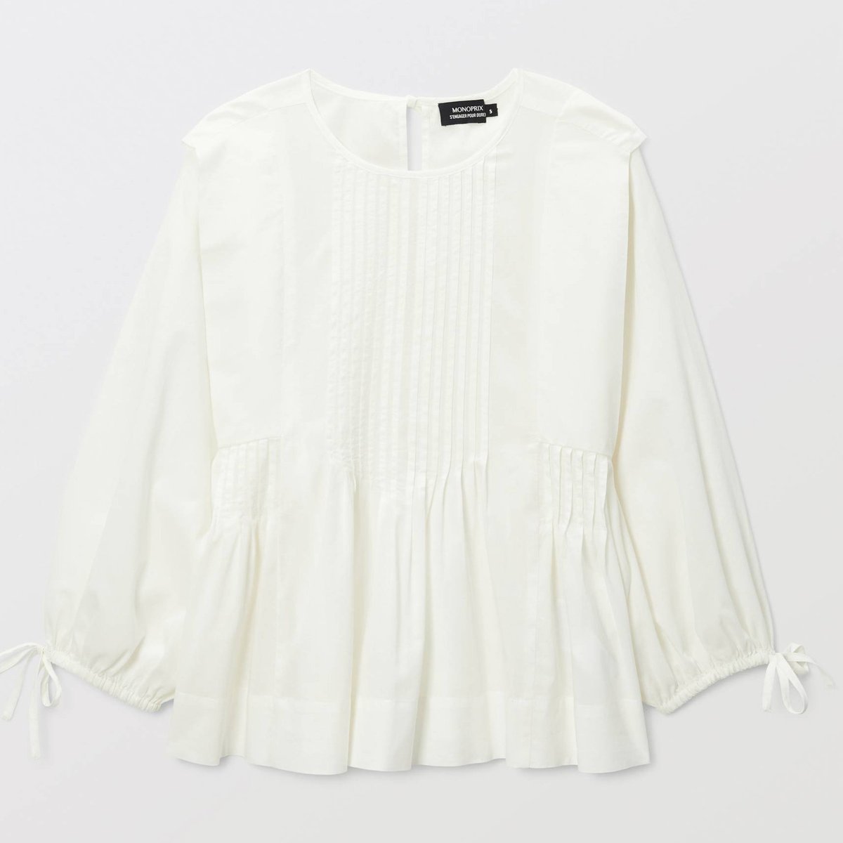 Blouse nouée au dos en coton BIO GOTS blanc, MONOPRIX
