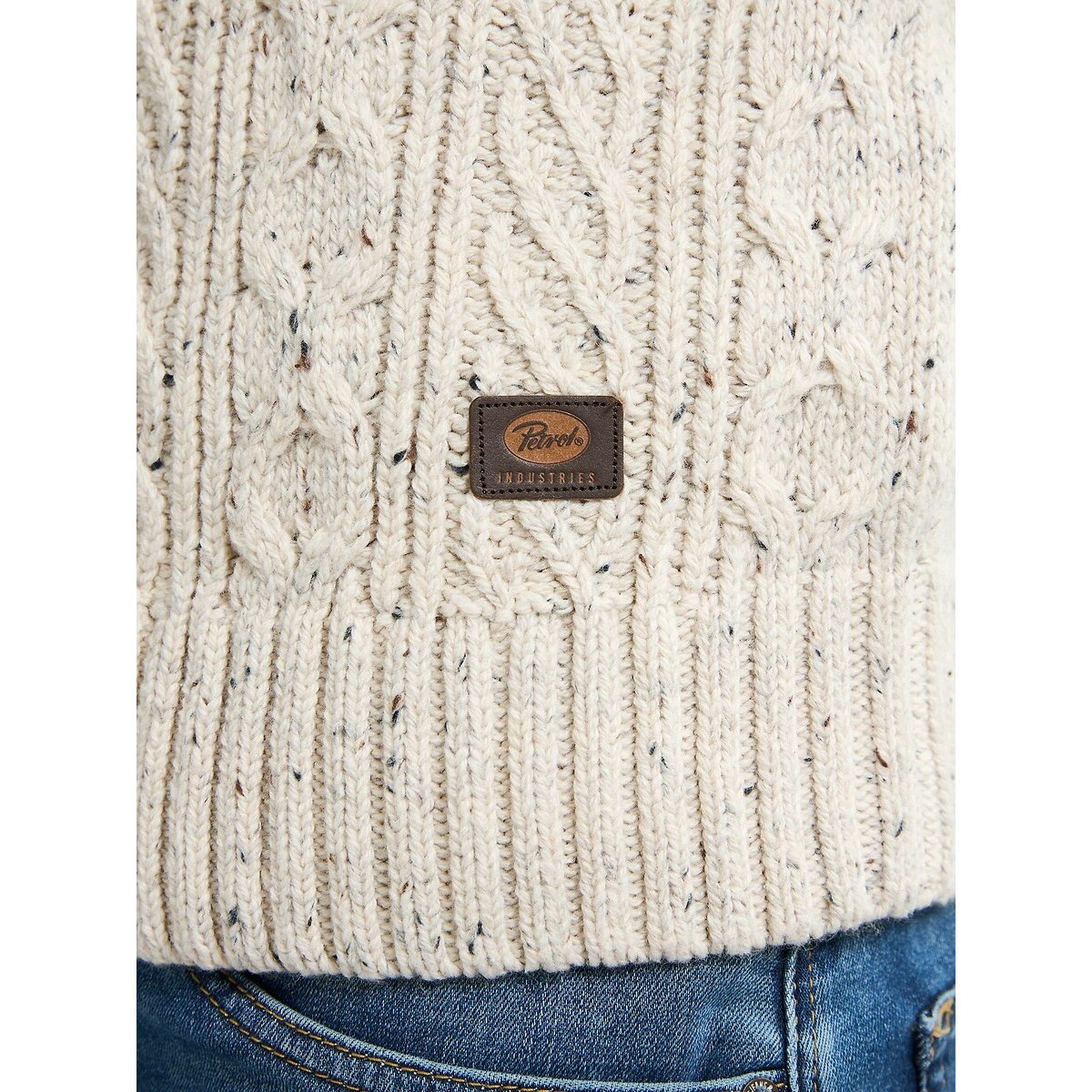 Pull col montant boutonné ecru, PETROL INDUSTRIES