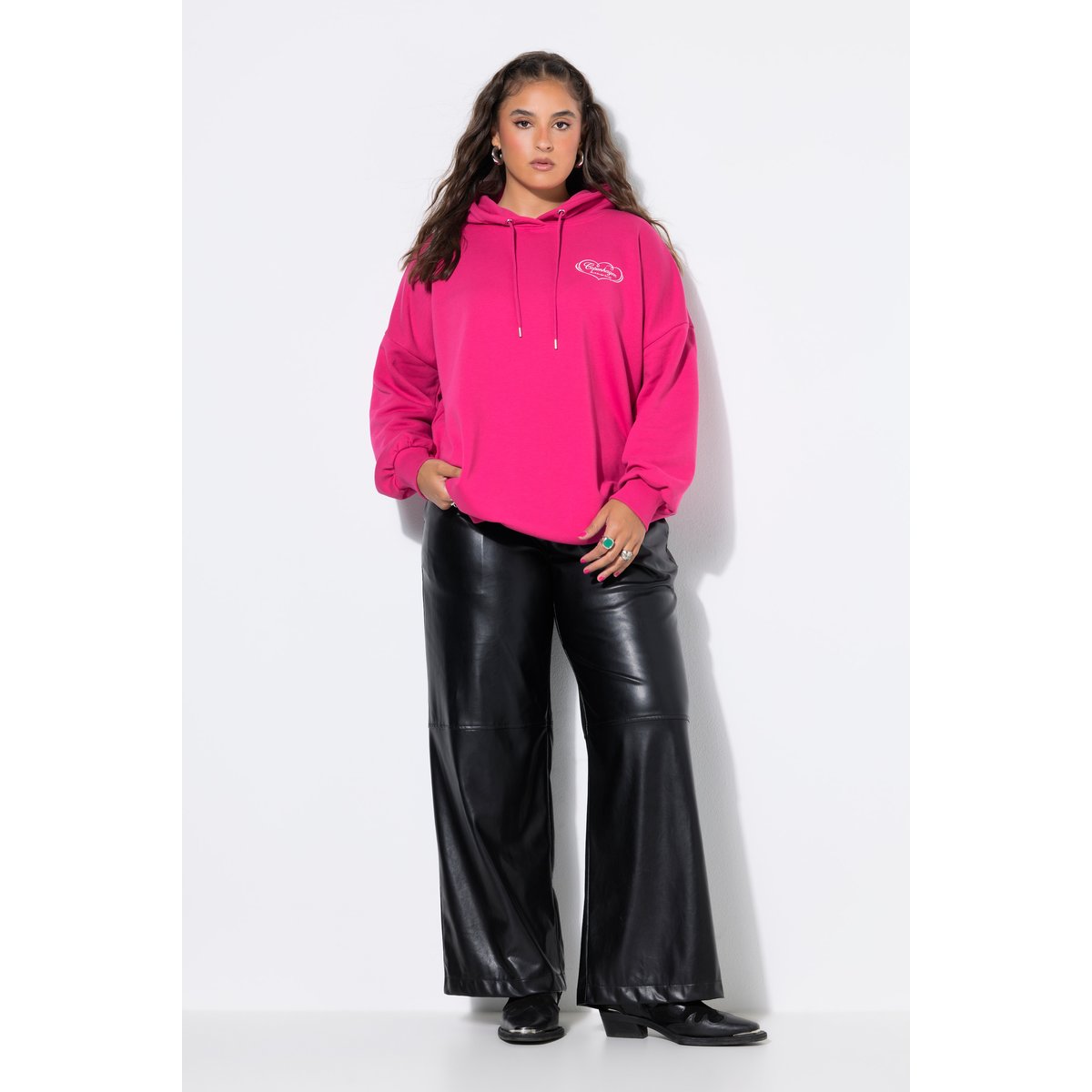 Pantalon en cuir synthétique, coupe large noir, STUDIO UNTOLD