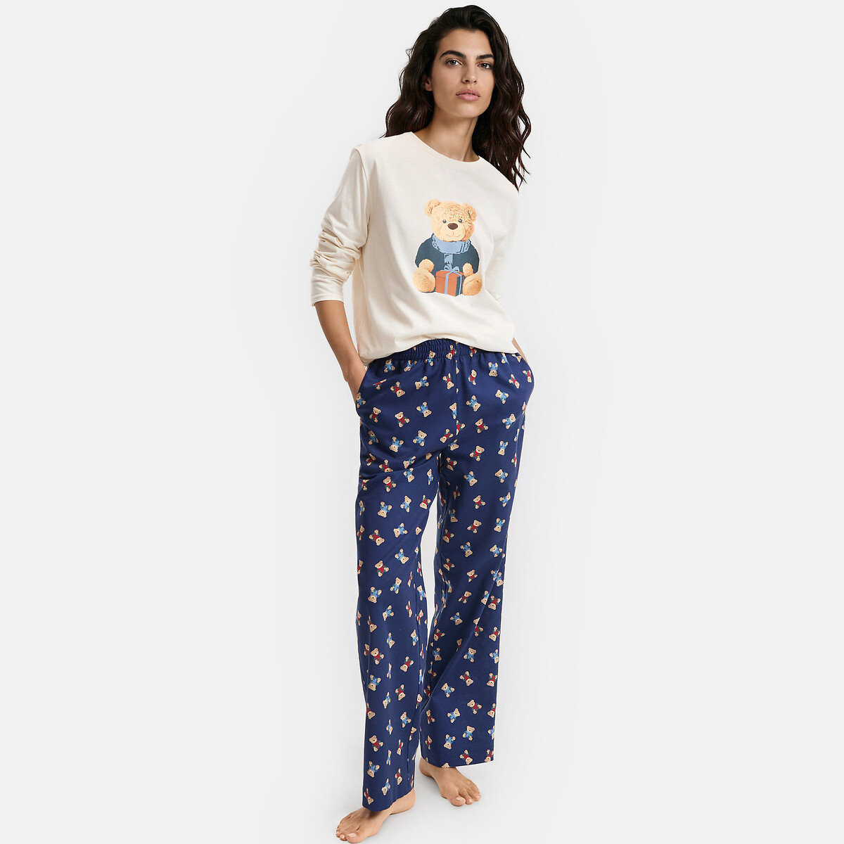 Pyjama 3 pièces avec veste, t-shirt manches longues et pantalon imprimé ours imprimé, SO'HOME