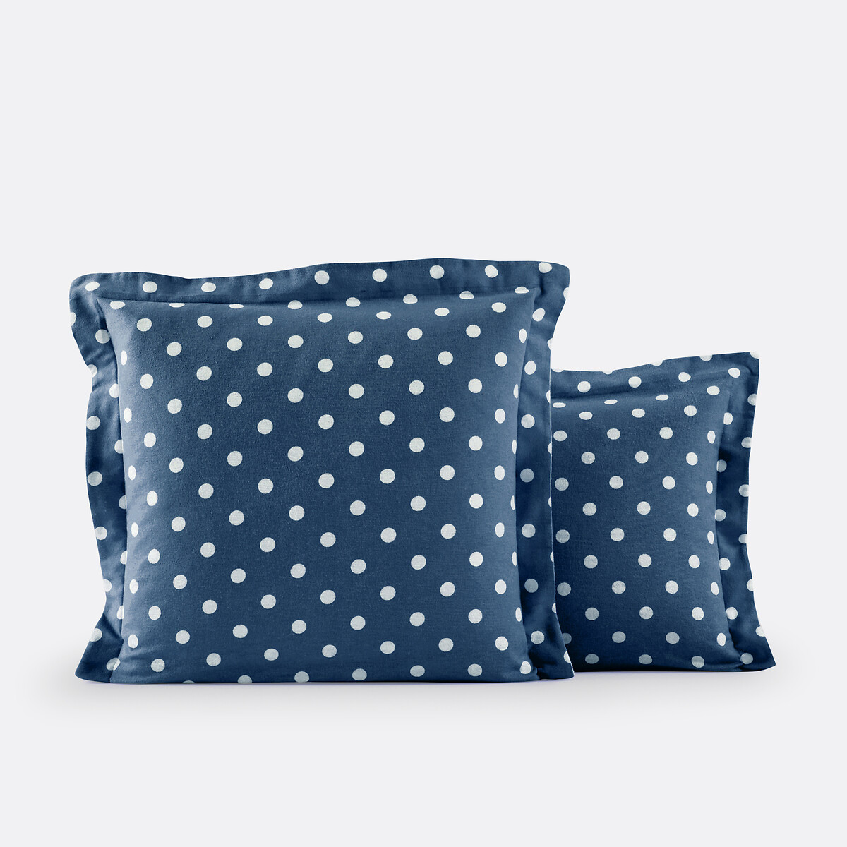 Clarisse Polka Dot Brushed Cotton Pillowcase white/petrol blue, LA REDOUTE INTERIEURS